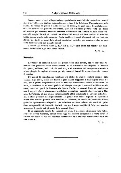 L'agricoltura coloniale organo dell'Istituto agricolo coloniale italiano e dell'Ufficio agrario sperimentale dell'Eritrea