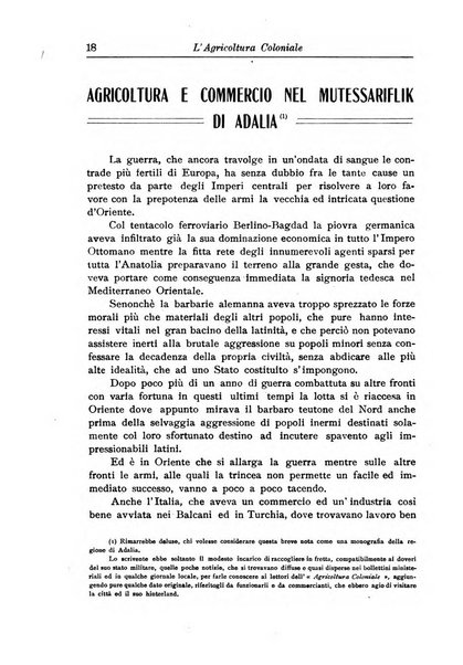 L'agricoltura coloniale organo dell'Istituto agricolo coloniale italiano e dell'Ufficio agrario sperimentale dell'Eritrea