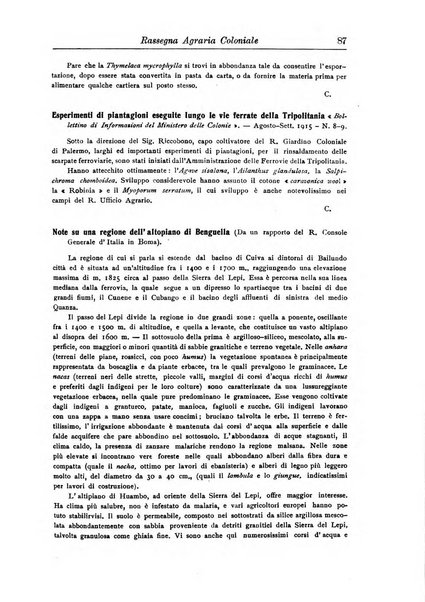 L'agricoltura coloniale organo dell'Istituto agricolo coloniale italiano e dell'Ufficio agrario sperimentale dell'Eritrea