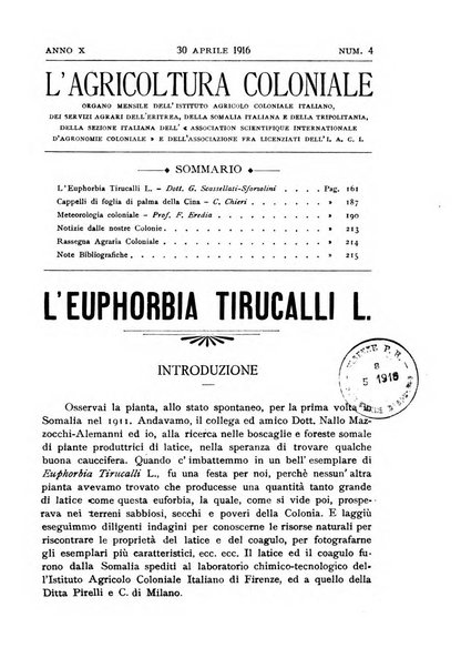 L'agricoltura coloniale organo dell'Istituto agricolo coloniale italiano e dell'Ufficio agrario sperimentale dell'Eritrea