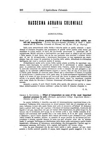 L'agricoltura coloniale organo dell'Istituto agricolo coloniale italiano e dell'Ufficio agrario sperimentale dell'Eritrea