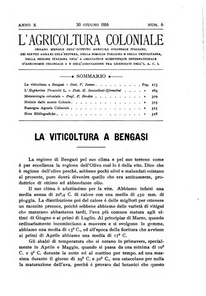 L'agricoltura coloniale organo dell'Istituto agricolo coloniale italiano e dell'Ufficio agrario sperimentale dell'Eritrea