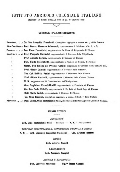 L'agricoltura coloniale organo dell'Istituto agricolo coloniale italiano e dell'Ufficio agrario sperimentale dell'Eritrea