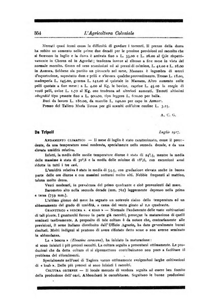 L'agricoltura coloniale organo dell'Istituto agricolo coloniale italiano e dell'Ufficio agrario sperimentale dell'Eritrea