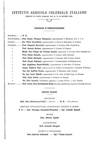 L'agricoltura coloniale organo dell'Istituto agricolo coloniale italiano e dell'Ufficio agrario sperimentale dell'Eritrea