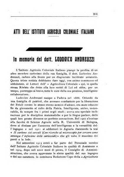 L'agricoltura coloniale organo dell'Istituto agricolo coloniale italiano e dell'Ufficio agrario sperimentale dell'Eritrea