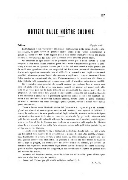 L'agricoltura coloniale organo dell'Istituto agricolo coloniale italiano e dell'Ufficio agrario sperimentale dell'Eritrea