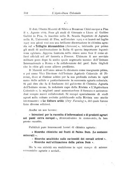 L'agricoltura coloniale organo dell'Istituto agricolo coloniale italiano e dell'Ufficio agrario sperimentale dell'Eritrea