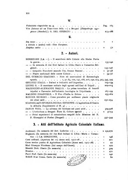 L'agricoltura coloniale organo dell'Istituto agricolo coloniale italiano e dell'Ufficio agrario sperimentale dell'Eritrea