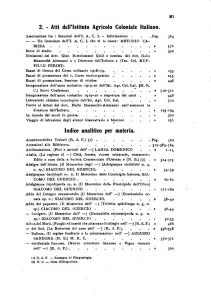 L'agricoltura coloniale organo dell'Istituto agricolo coloniale italiano e dell'Ufficio agrario sperimentale dell'Eritrea