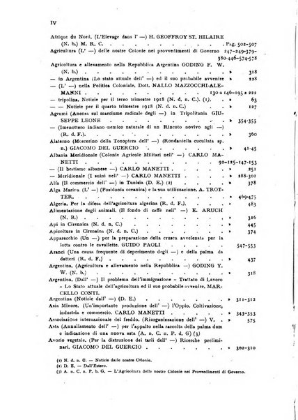 L'agricoltura coloniale organo dell'Istituto agricolo coloniale italiano e dell'Ufficio agrario sperimentale dell'Eritrea