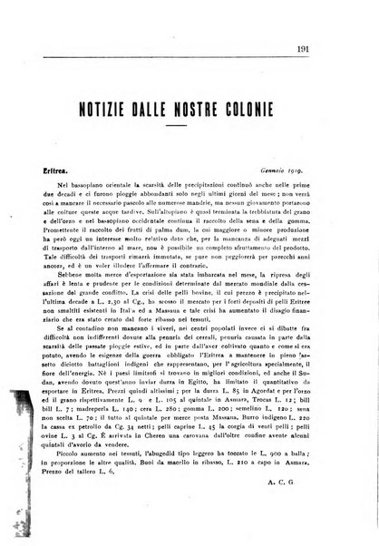 L'agricoltura coloniale organo dell'Istituto agricolo coloniale italiano e dell'Ufficio agrario sperimentale dell'Eritrea