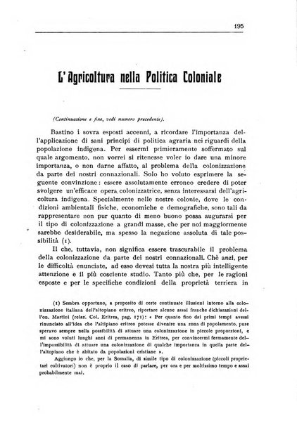 L'agricoltura coloniale organo dell'Istituto agricolo coloniale italiano e dell'Ufficio agrario sperimentale dell'Eritrea