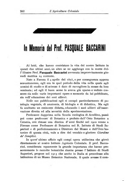 L'agricoltura coloniale organo dell'Istituto agricolo coloniale italiano e dell'Ufficio agrario sperimentale dell'Eritrea