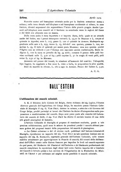 L'agricoltura coloniale organo dell'Istituto agricolo coloniale italiano e dell'Ufficio agrario sperimentale dell'Eritrea