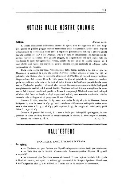 L'agricoltura coloniale organo dell'Istituto agricolo coloniale italiano e dell'Ufficio agrario sperimentale dell'Eritrea