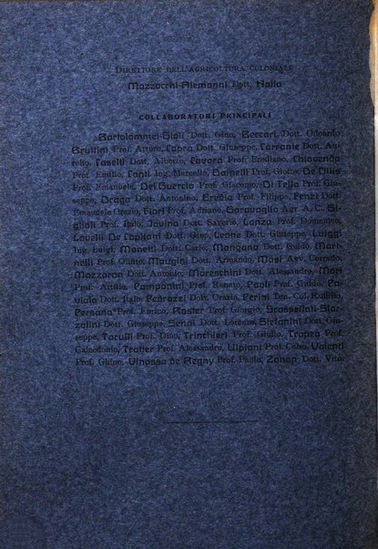 L'agricoltura coloniale organo dell'Istituto agricolo coloniale italiano e dell'Ufficio agrario sperimentale dell'Eritrea