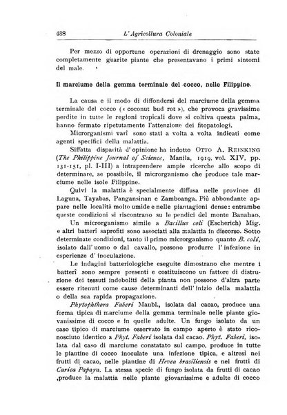 L'agricoltura coloniale organo dell'Istituto agricolo coloniale italiano e dell'Ufficio agrario sperimentale dell'Eritrea