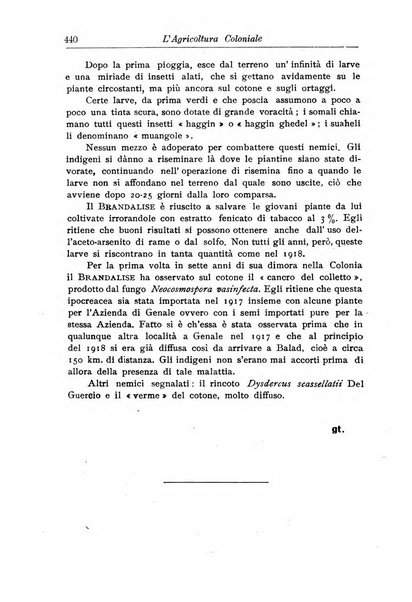 L'agricoltura coloniale organo dell'Istituto agricolo coloniale italiano e dell'Ufficio agrario sperimentale dell'Eritrea