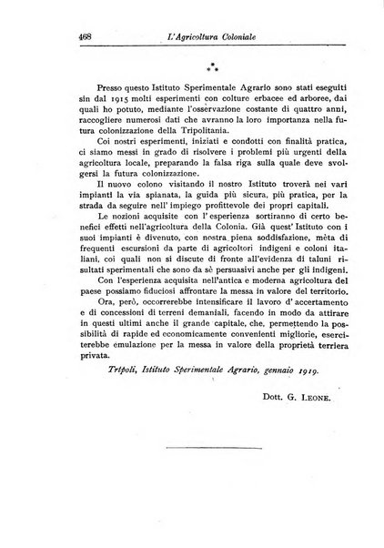 L'agricoltura coloniale organo dell'Istituto agricolo coloniale italiano e dell'Ufficio agrario sperimentale dell'Eritrea