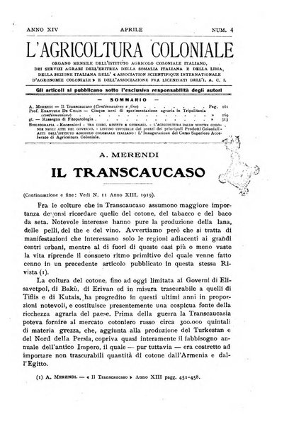 L'agricoltura coloniale organo dell'Istituto agricolo coloniale italiano e dell'Ufficio agrario sperimentale dell'Eritrea