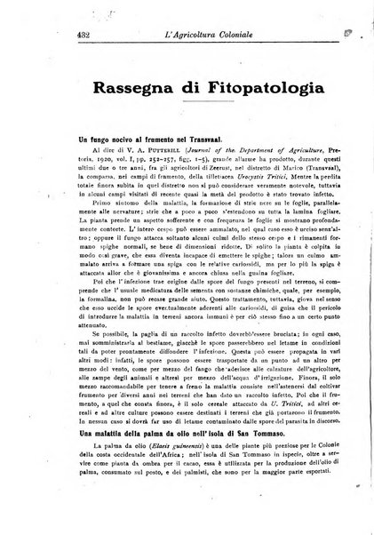 L'agricoltura coloniale organo dell'Istituto agricolo coloniale italiano e dell'Ufficio agrario sperimentale dell'Eritrea