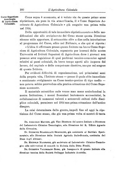 L'agricoltura coloniale organo dell'Istituto agricolo coloniale italiano e dell'Ufficio agrario sperimentale dell'Eritrea