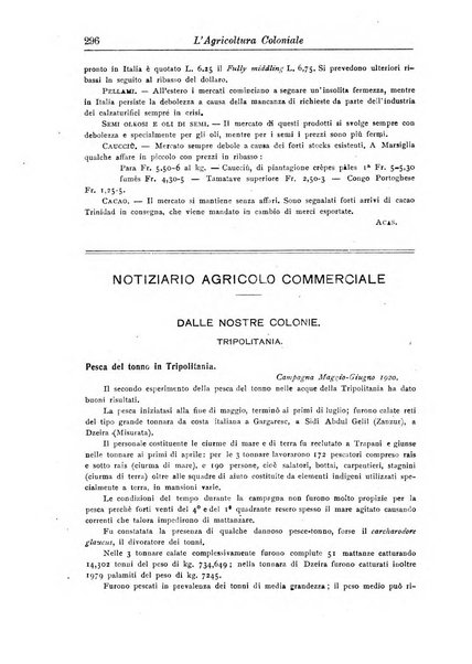 L'agricoltura coloniale organo dell'Istituto agricolo coloniale italiano e dell'Ufficio agrario sperimentale dell'Eritrea