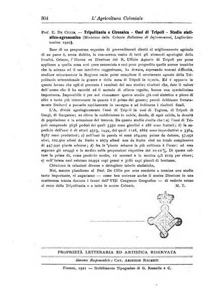 L'agricoltura coloniale organo dell'Istituto agricolo coloniale italiano e dell'Ufficio agrario sperimentale dell'Eritrea