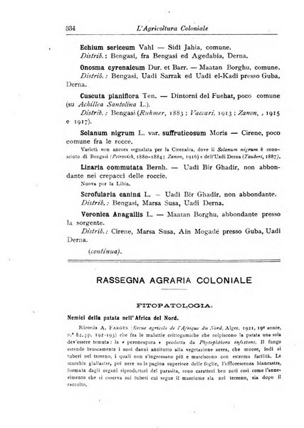 L'agricoltura coloniale organo dell'Istituto agricolo coloniale italiano e dell'Ufficio agrario sperimentale dell'Eritrea