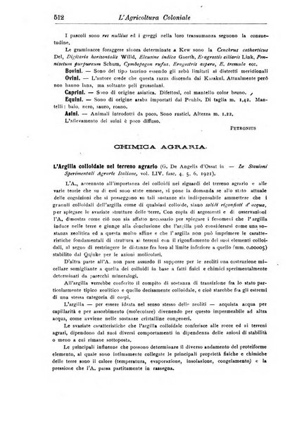 L'agricoltura coloniale organo dell'Istituto agricolo coloniale italiano e dell'Ufficio agrario sperimentale dell'Eritrea