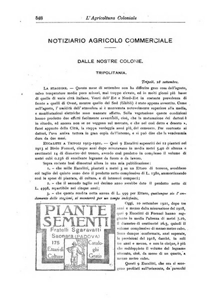 L'agricoltura coloniale organo dell'Istituto agricolo coloniale italiano e dell'Ufficio agrario sperimentale dell'Eritrea