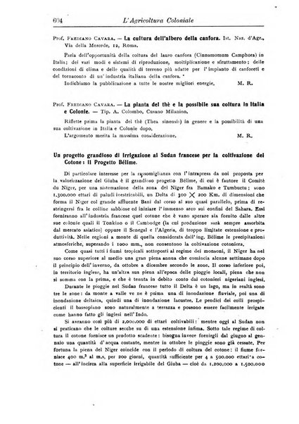 L'agricoltura coloniale organo dell'Istituto agricolo coloniale italiano e dell'Ufficio agrario sperimentale dell'Eritrea