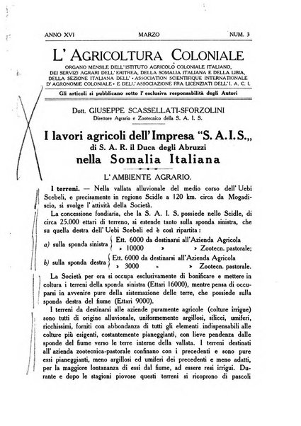 L'agricoltura coloniale organo dell'Istituto agricolo coloniale italiano e dell'Ufficio agrario sperimentale dell'Eritrea