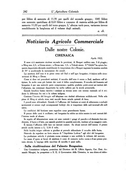 L'agricoltura coloniale organo dell'Istituto agricolo coloniale italiano e dell'Ufficio agrario sperimentale dell'Eritrea