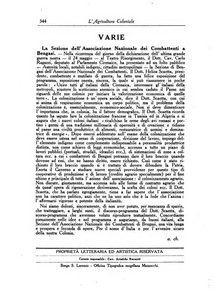 L'agricoltura coloniale organo dell'Istituto agricolo coloniale italiano e dell'Ufficio agrario sperimentale dell'Eritrea