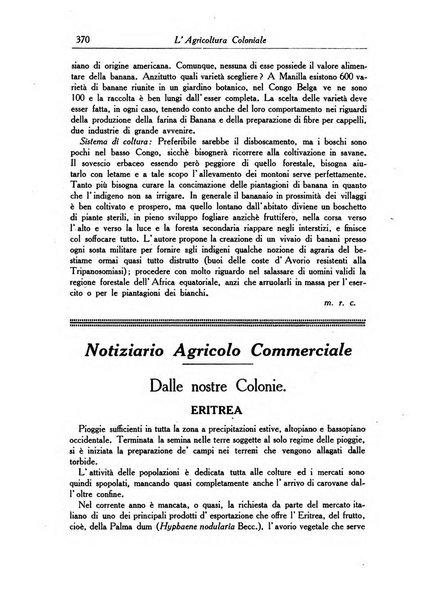 L'agricoltura coloniale organo dell'Istituto agricolo coloniale italiano e dell'Ufficio agrario sperimentale dell'Eritrea