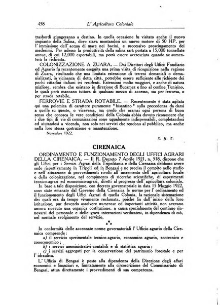 L'agricoltura coloniale organo dell'Istituto agricolo coloniale italiano e dell'Ufficio agrario sperimentale dell'Eritrea