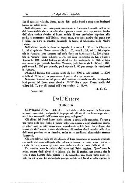 L'agricoltura coloniale organo dell'Istituto agricolo coloniale italiano e dell'Ufficio agrario sperimentale dell'Eritrea