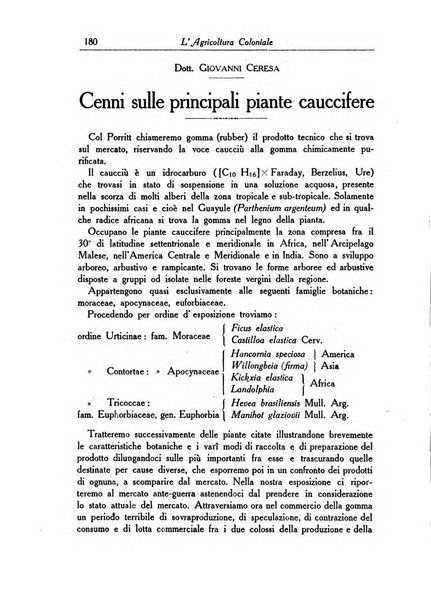 L'agricoltura coloniale organo dell'Istituto agricolo coloniale italiano e dell'Ufficio agrario sperimentale dell'Eritrea