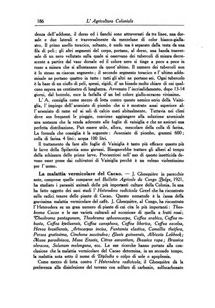 L'agricoltura coloniale organo dell'Istituto agricolo coloniale italiano e dell'Ufficio agrario sperimentale dell'Eritrea