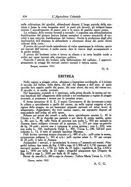 L'agricoltura coloniale organo dell'Istituto agricolo coloniale italiano e dell'Ufficio agrario sperimentale dell'Eritrea