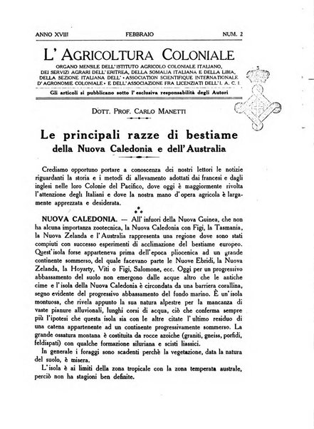 L'agricoltura coloniale organo dell'Istituto agricolo coloniale italiano e dell'Ufficio agrario sperimentale dell'Eritrea