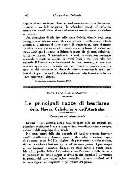 L'agricoltura coloniale organo dell'Istituto agricolo coloniale italiano e dell'Ufficio agrario sperimentale dell'Eritrea