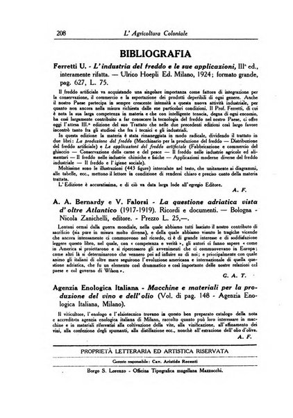 L'agricoltura coloniale organo dell'Istituto agricolo coloniale italiano e dell'Ufficio agrario sperimentale dell'Eritrea