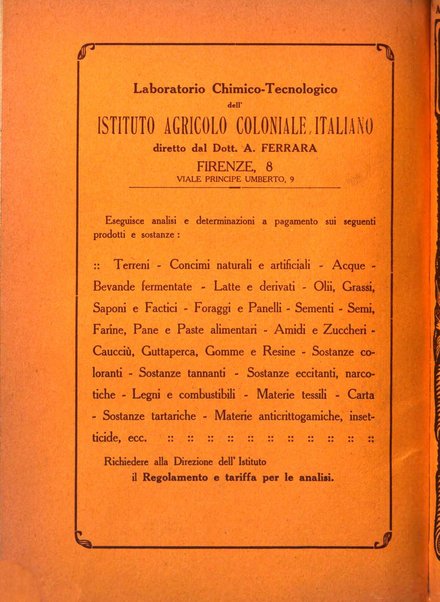 L'agricoltura coloniale organo dell'Istituto agricolo coloniale italiano e dell'Ufficio agrario sperimentale dell'Eritrea