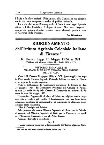 L'agricoltura coloniale organo dell'Istituto agricolo coloniale italiano e dell'Ufficio agrario sperimentale dell'Eritrea