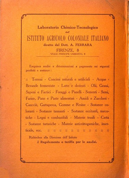 L'agricoltura coloniale organo dell'Istituto agricolo coloniale italiano e dell'Ufficio agrario sperimentale dell'Eritrea