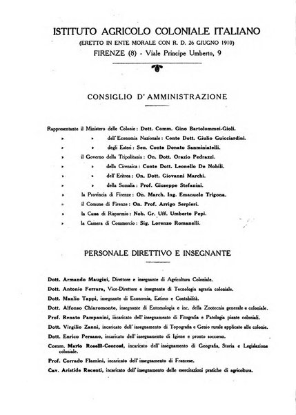 L'agricoltura coloniale organo dell'Istituto agricolo coloniale italiano e dell'Ufficio agrario sperimentale dell'Eritrea