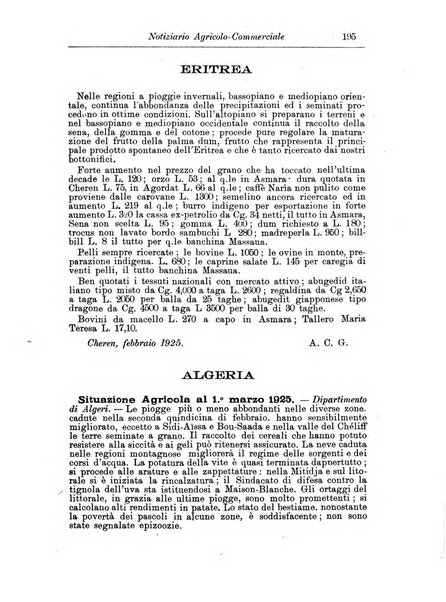 L'agricoltura coloniale organo dell'Istituto agricolo coloniale italiano e dell'Ufficio agrario sperimentale dell'Eritrea